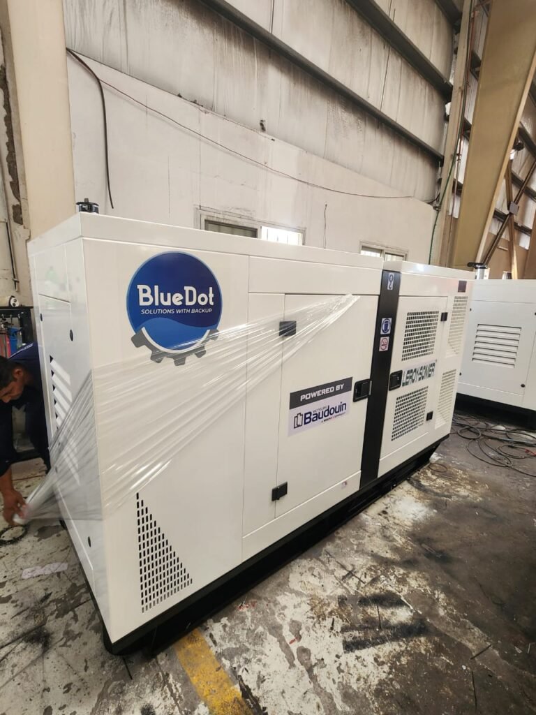 A white wrapped diesel generator.