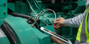 A guy doing maintenance in generator