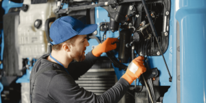 A guy repairing generator